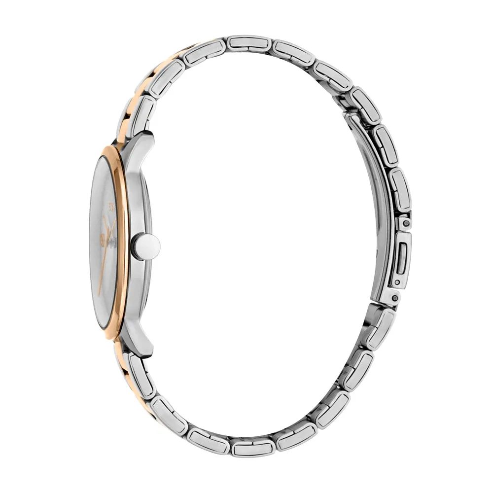 Esprit Ladies Two Tone Watch With White Dial