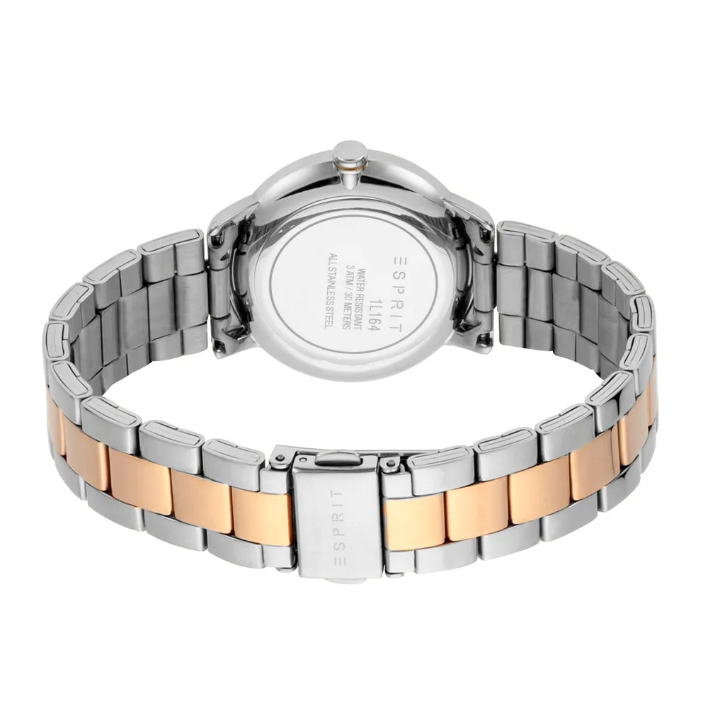 Esprit Ladies Two Tone Watch With White Dial