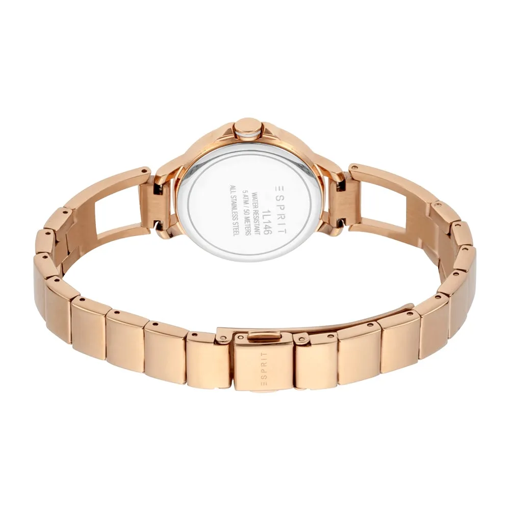Esprit Ladies Watch Ip Rose Gold Bracelet & Dial Set With Accessories