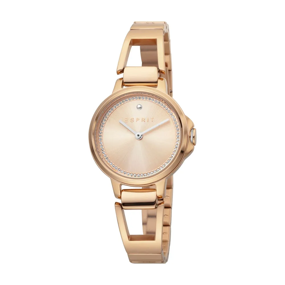 Esprit Ladies Watch Ip Rose Gold Bracelet & Dial Set With Accessories