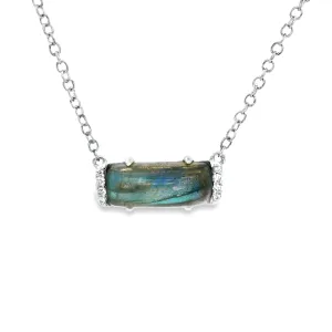 Estate 14k White Gold Diamond & Labradorite Pendant