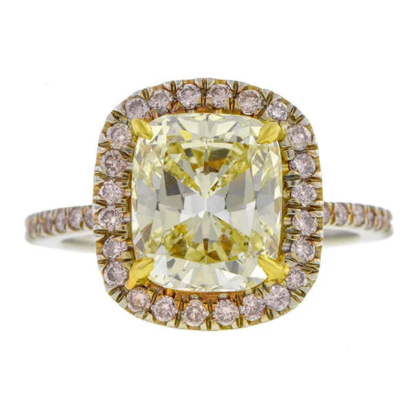 Estate Engagement Ring, Cushion cut Diamond 3.18ct.