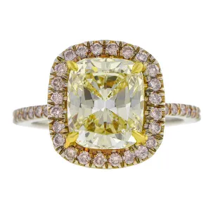 Estate Engagement Ring, Cushion cut Diamond 3.18ct.