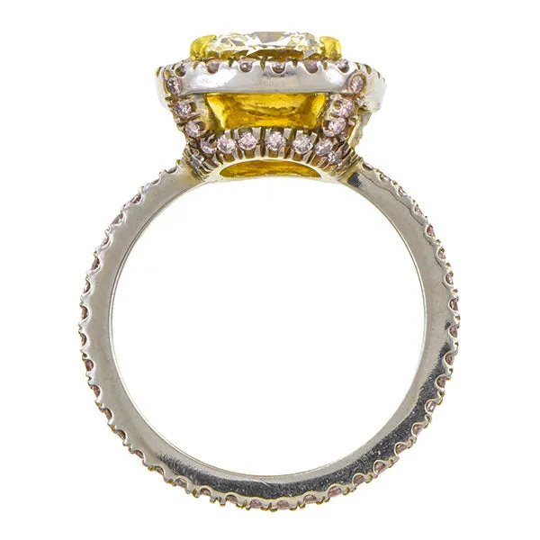 Estate Engagement Ring, Cushion cut Diamond 3.18ct.