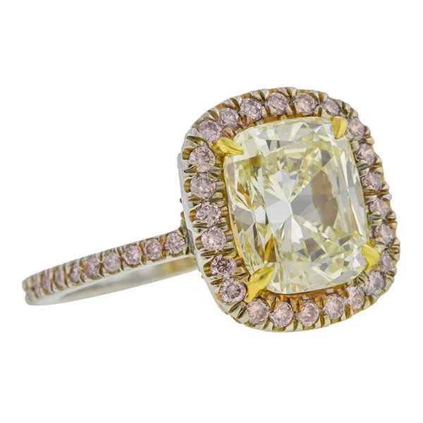 Estate Engagement Ring, Cushion cut Diamond 3.18ct.