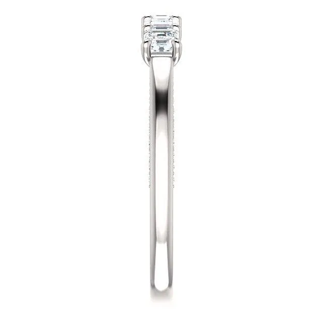 Estella Asscher Moissanite 1/2 Eternity Accent Diamonds Anniversary Band