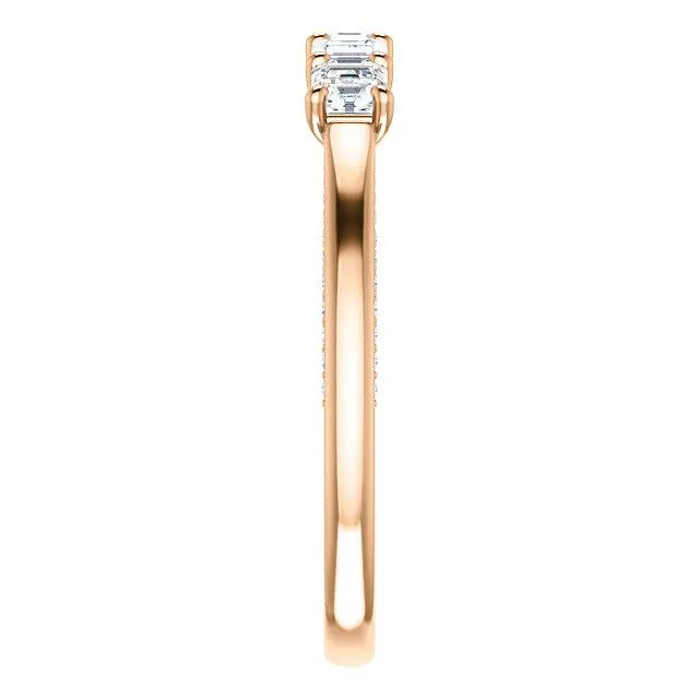 Estella Asscher Moissanite 1/2 Eternity Accent Diamonds Anniversary Band