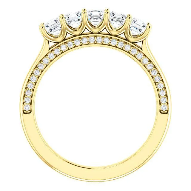 Estella Asscher Moissanite 1/2 Eternity Accent Diamonds Anniversary Band