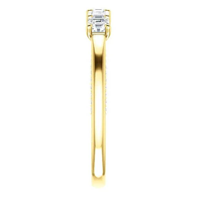 Estella Asscher Moissanite 1/2 Eternity Accent Diamonds Anniversary Band
