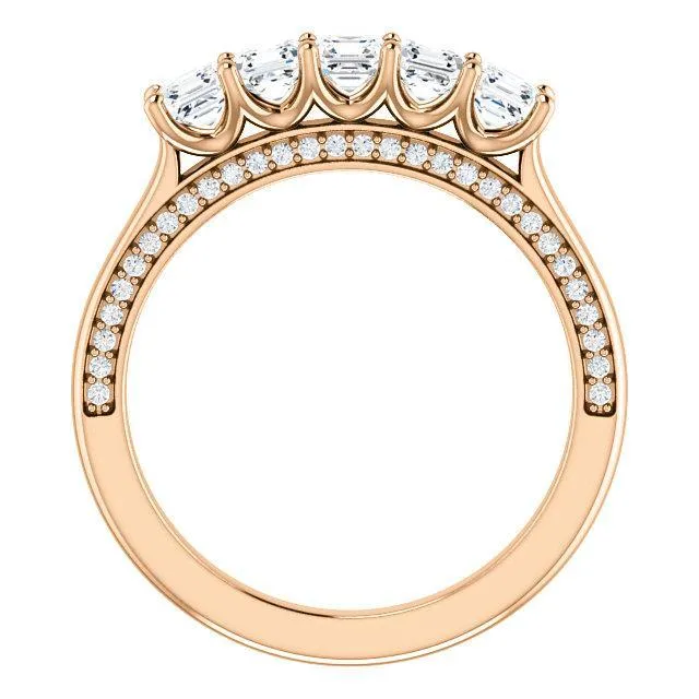 Estella Asscher Moissanite 1/2 Eternity Accent Diamonds Anniversary Band