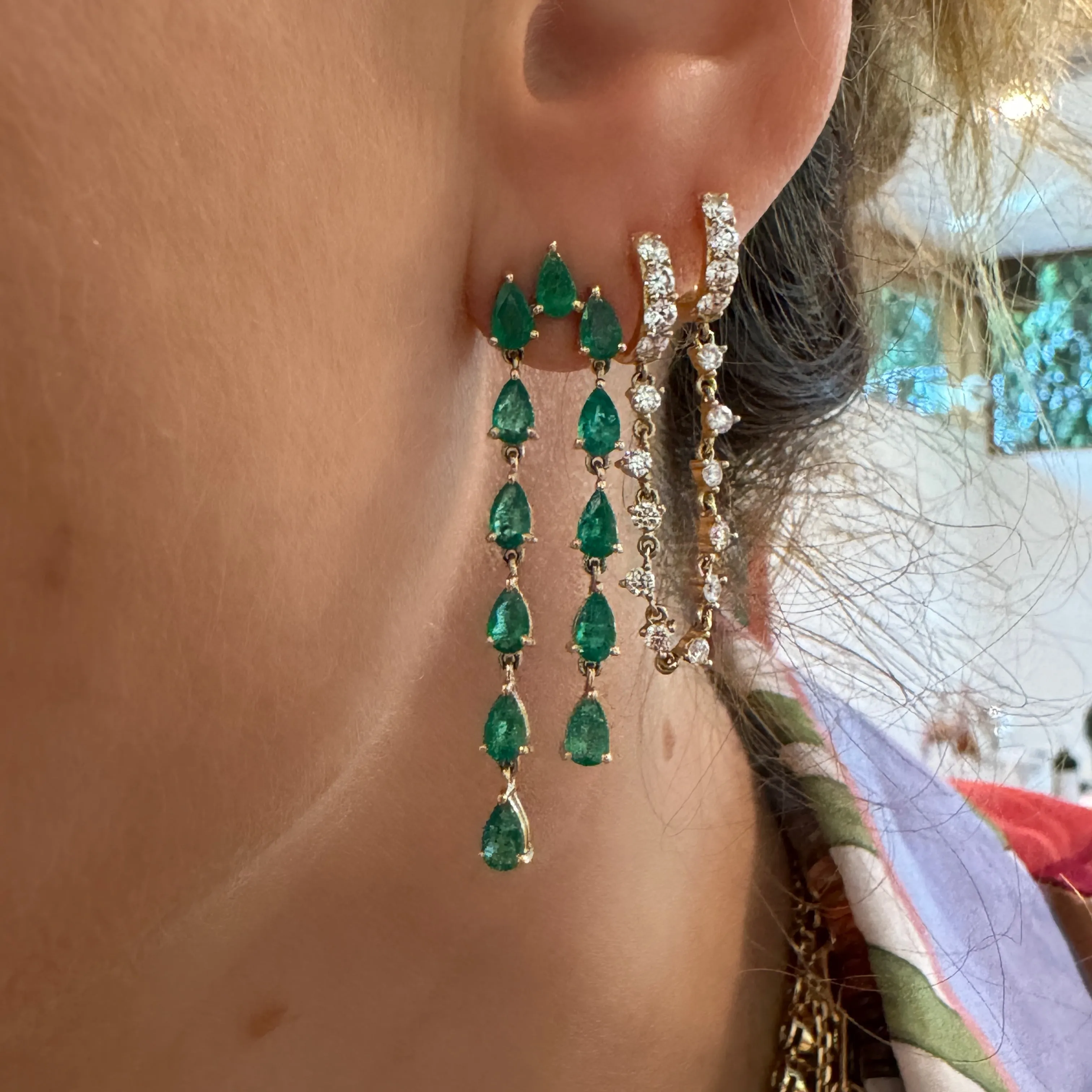 Eternal Pear Shaped Emerald Drop Earrings