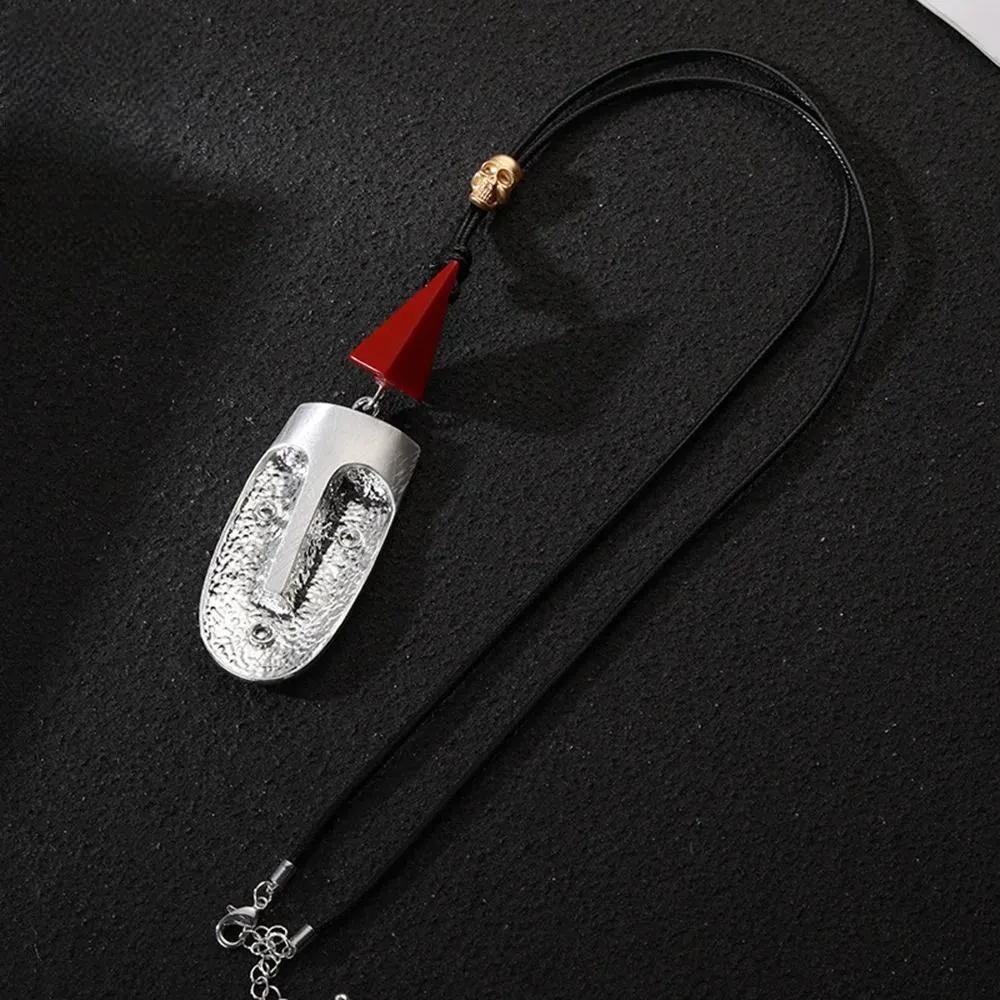 Ethnic Long Collares Chains Silver Color Face Necklace Aesthetic Suspension Pendant for Women