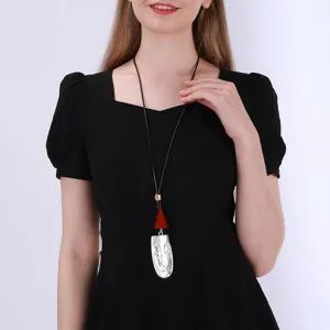 Ethnic Long Collares Chains Silver Color Face Necklace Aesthetic Suspension Pendant for Women