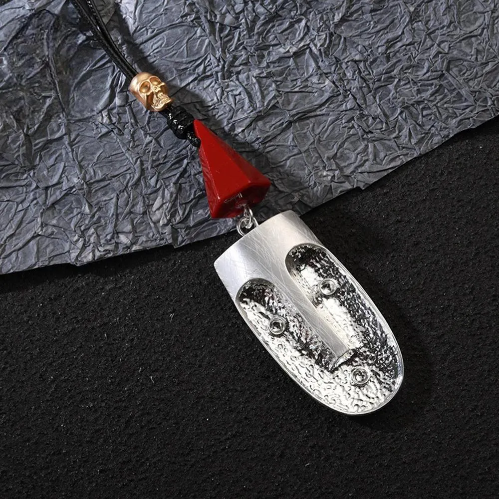Ethnic Long Collares Chains Silver Color Face Necklace Aesthetic Suspension Pendant for Women