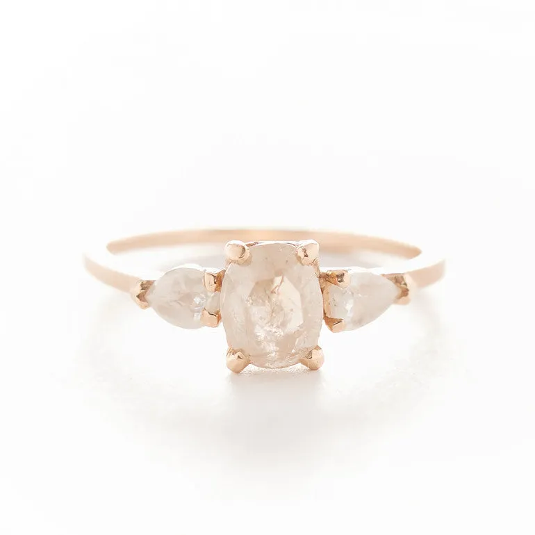 Facet Three Stone Opaque Diamond Ring