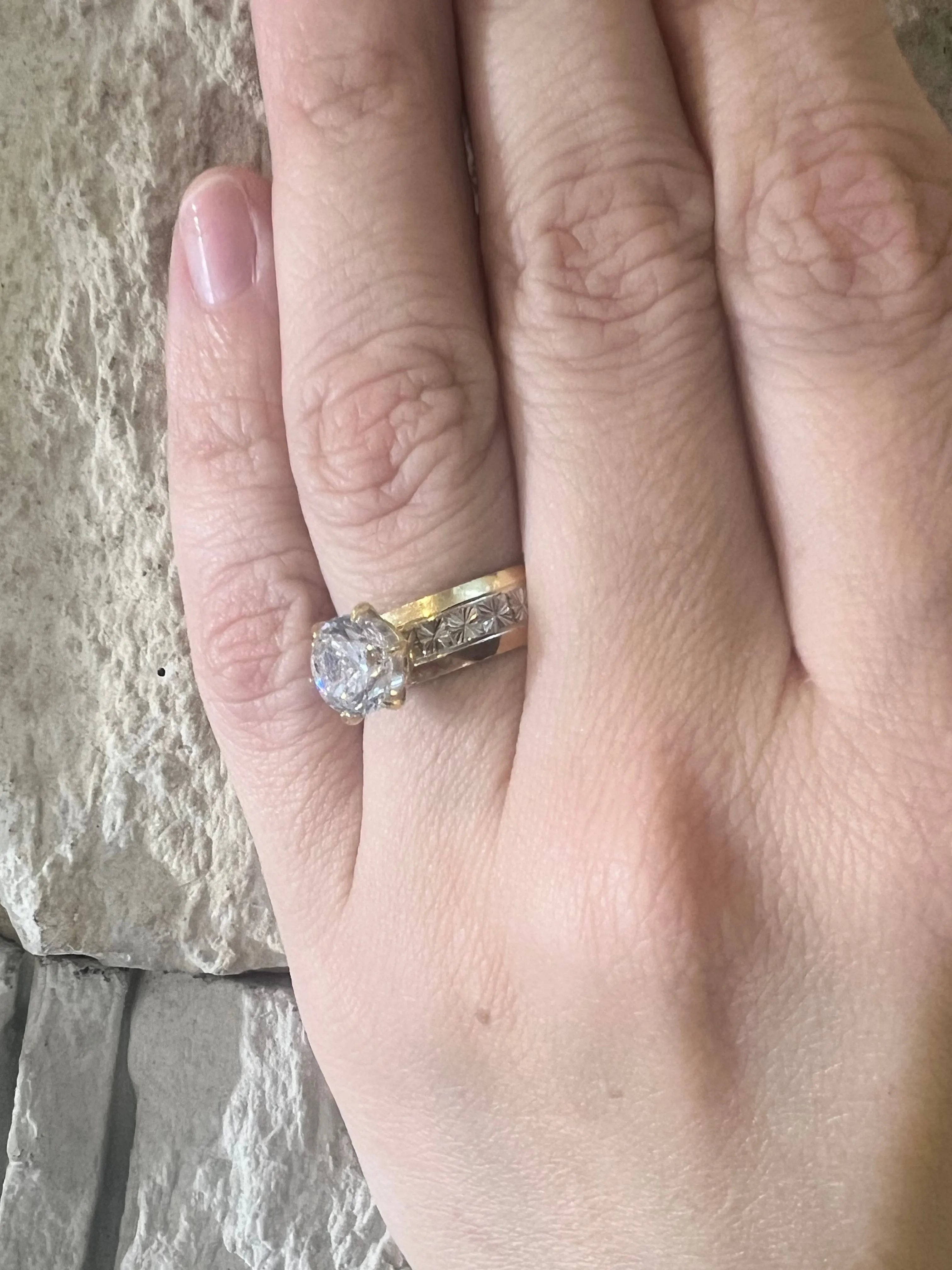 Fancy Engagement Three Tones Ring- 65053
