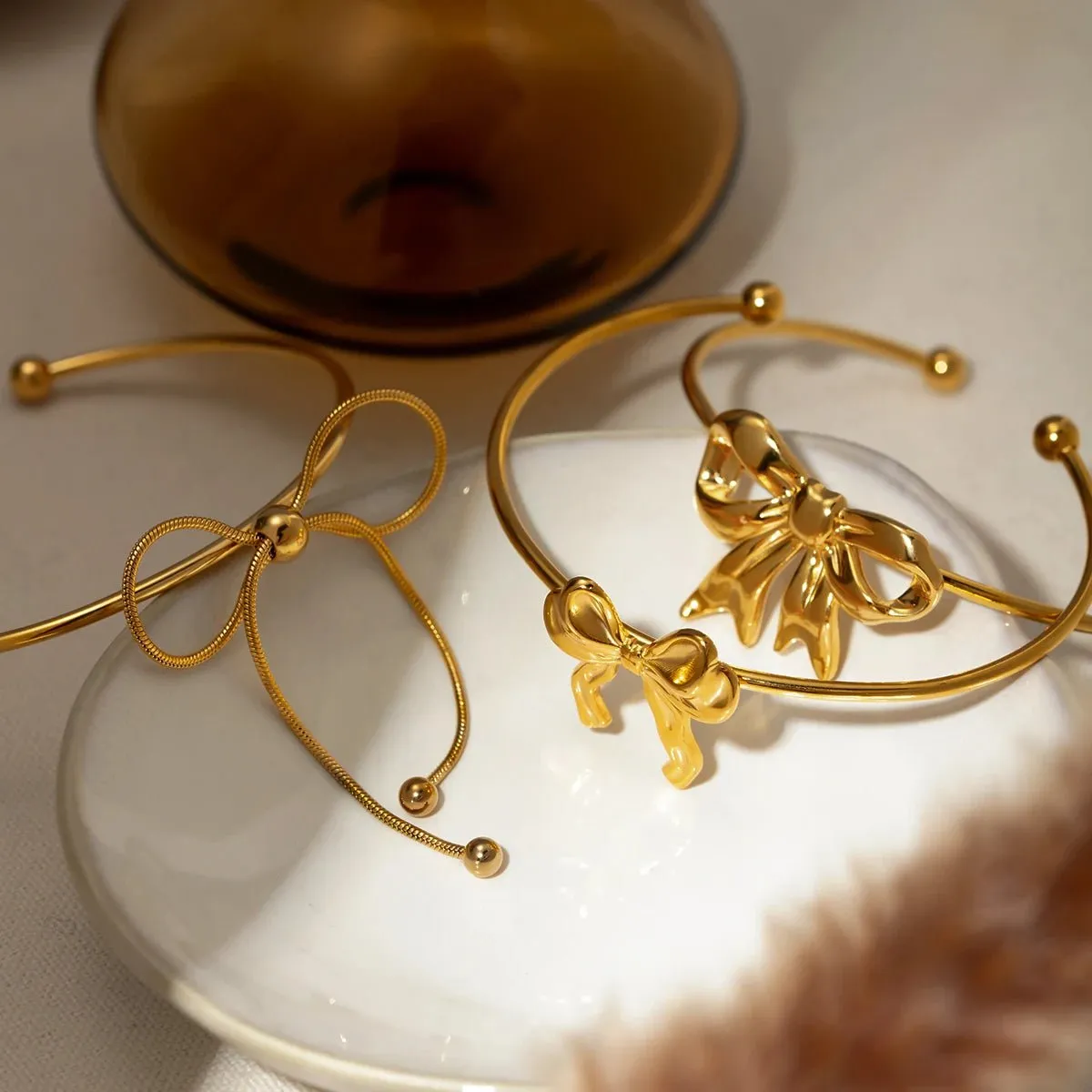 Feminine Bow Cuff Bracelets