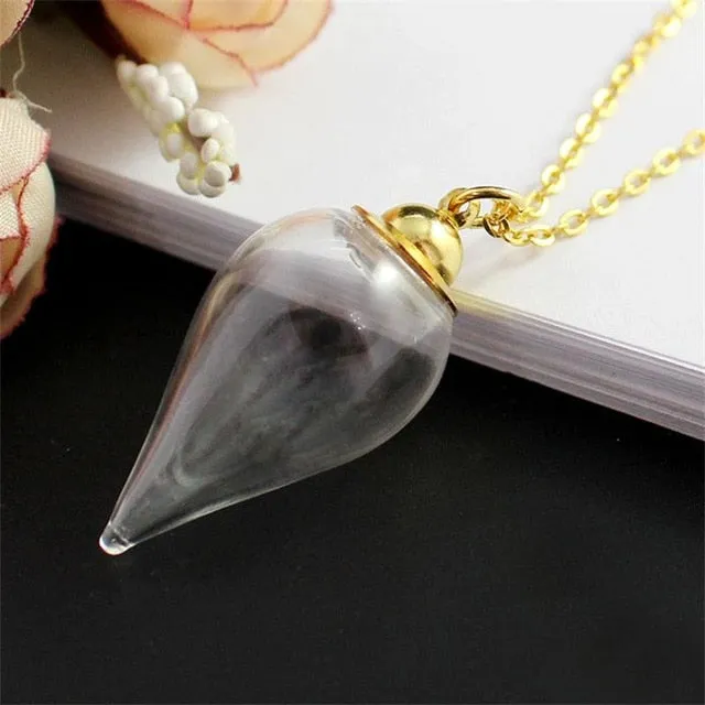 Fillable Glass Pendant Necklace - Various Shapes