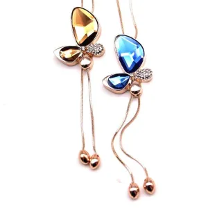 Fine Trendy Statement Crystal Butterfly Tassel Long Necklace Women New Gold Plated Jewelry Bijoux Necklaces & Pendants