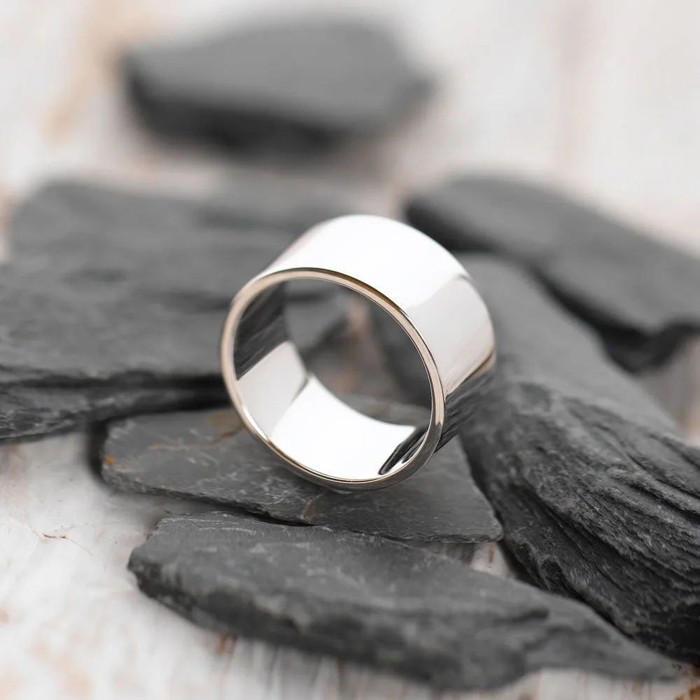 Flat-Shaped Solid 925 Silver Band - 9mm Wide