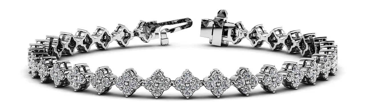 Fleur Diamond Cluster Diamond Bracelet with 2.90 ct.(finished) 1.75mm