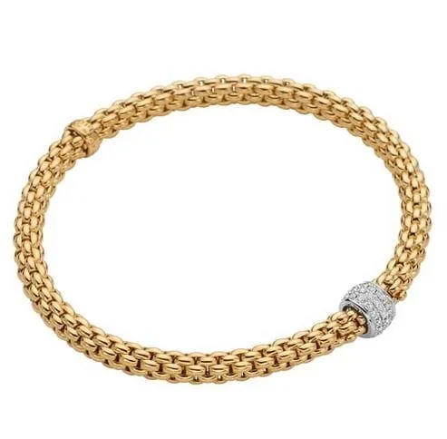 FOPE 18K Yellow Gold Bracelet with Pave Diamond Rondelle