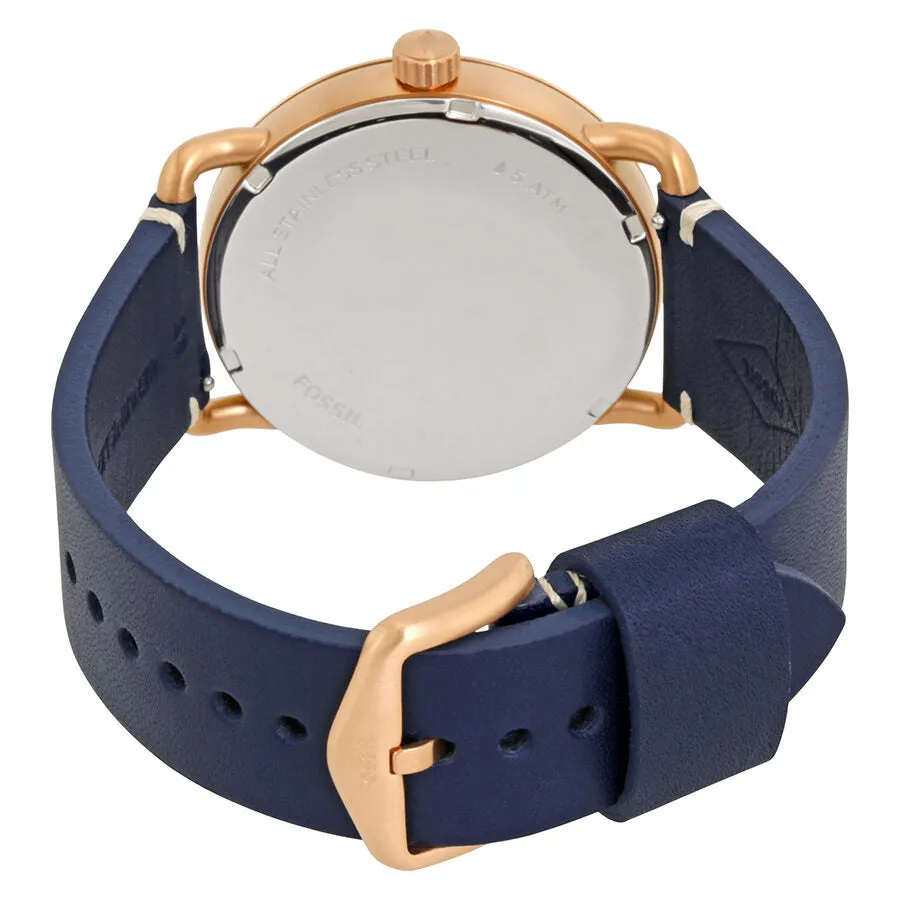 Fossil Commuter Blue Dial Navy Blue Leather Men's Watch FS5274