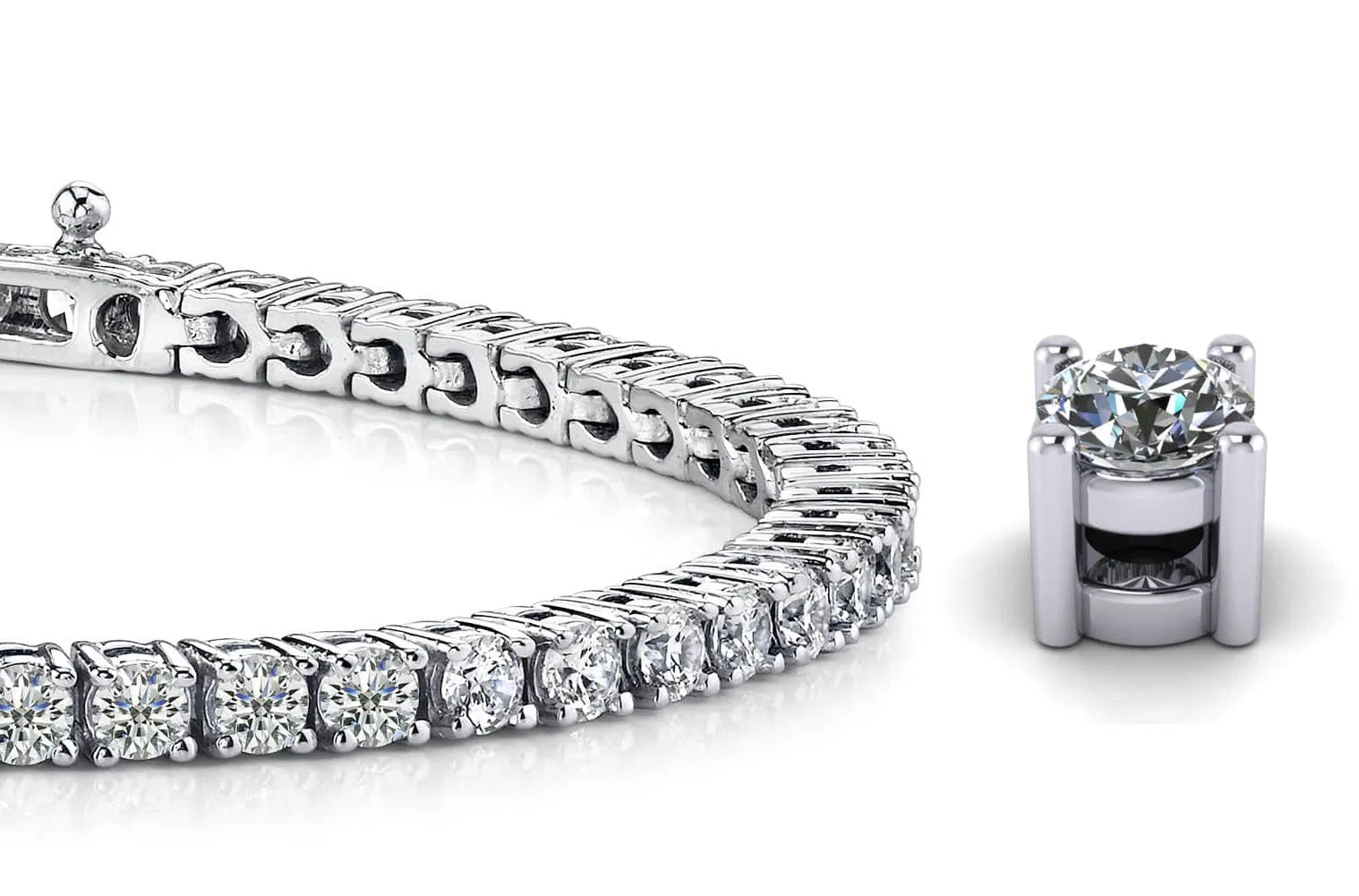 Four Prong Classic Lab-Grown Diamond Tennis Bracelet with 5.09 ct.(finished) 2.9mm