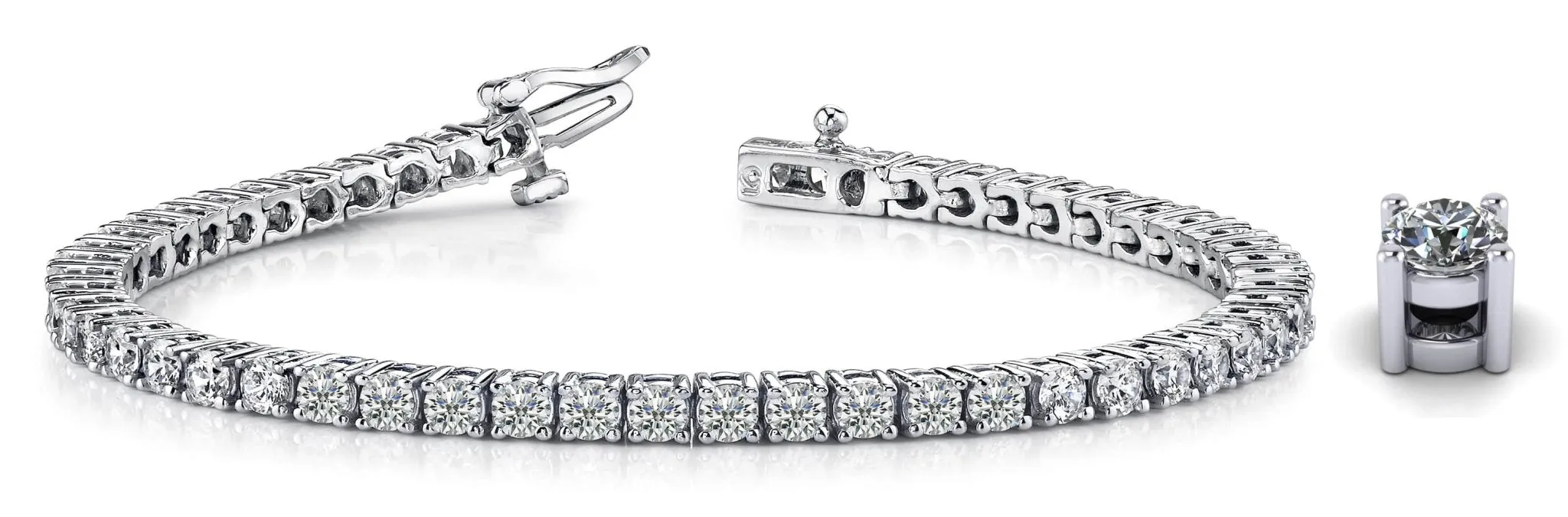 Four Prong Classic Lab-Grown Diamond Tennis Bracelet with 5.09 ct.(finished) 2.9mm