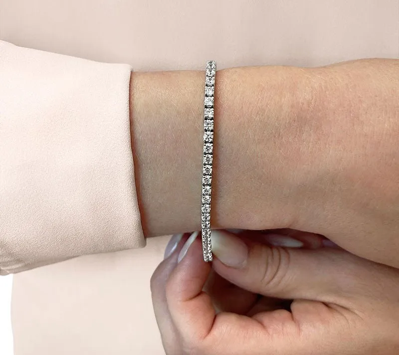 Four Prong Classic Lab-Grown Diamond Tennis Bracelet with 5.09 ct.(finished) 2.9mm