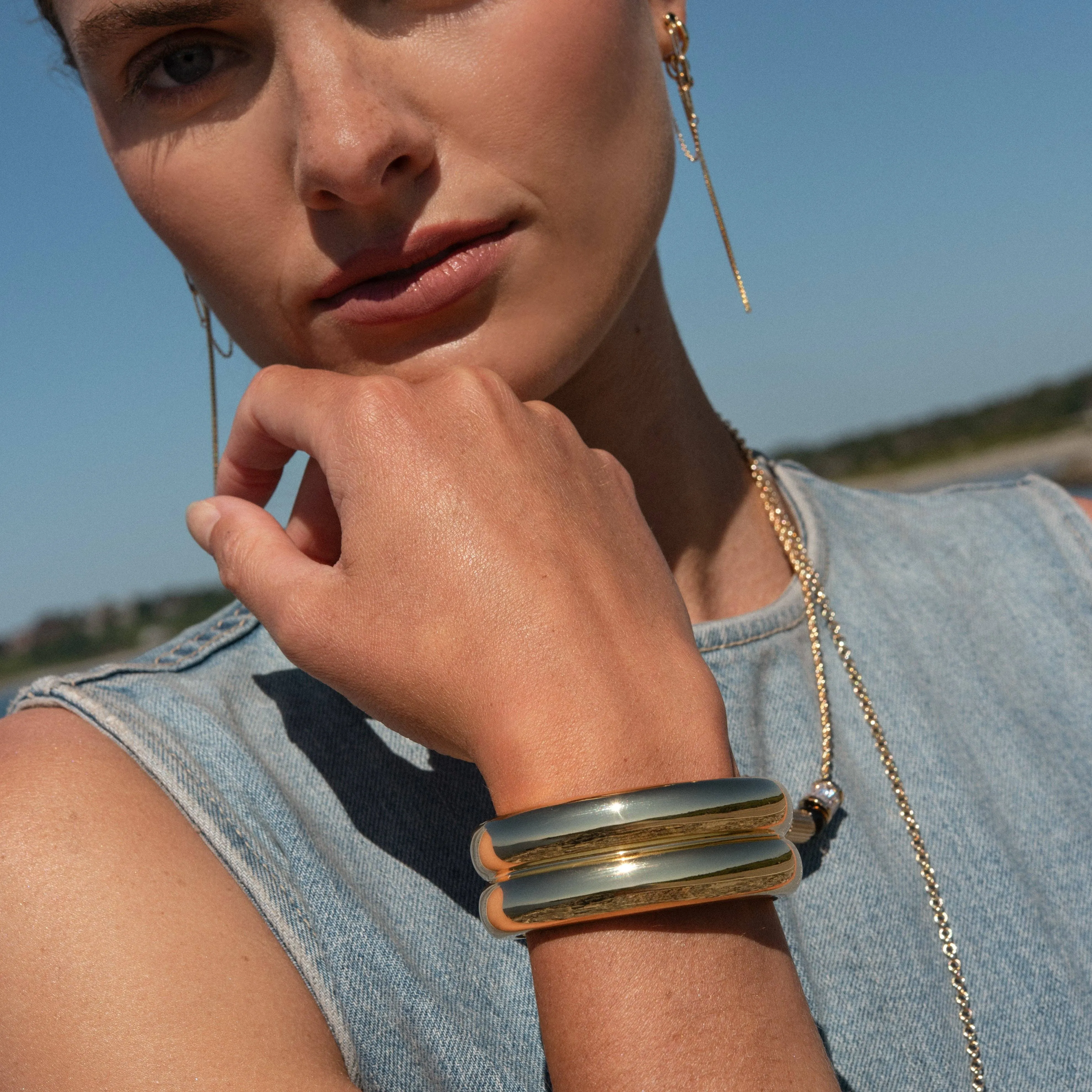 Frankie Double Cuff Bracelet - 14k Gold Plated