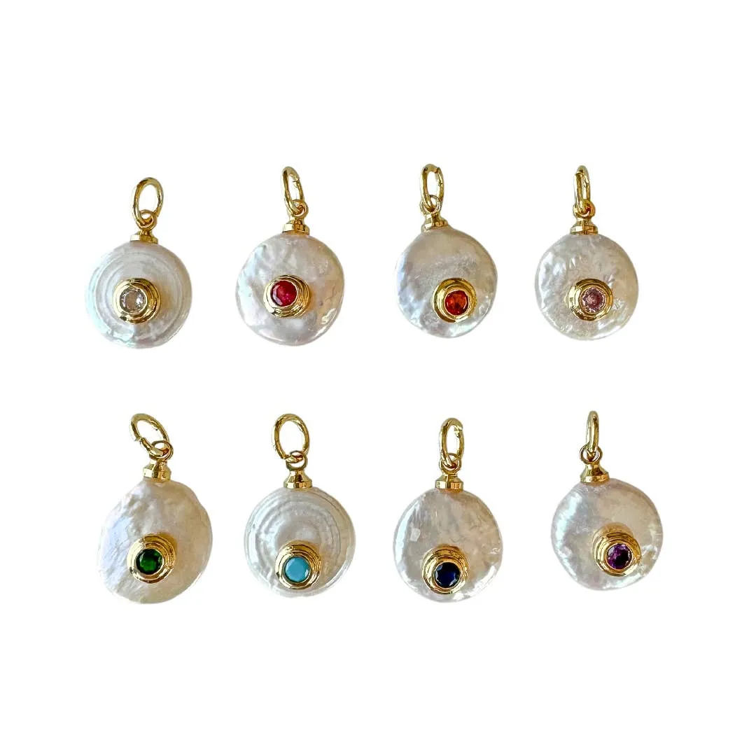 Fresh Pearl Birthstone Charm For Charm Necklace & Bracelet: Purple