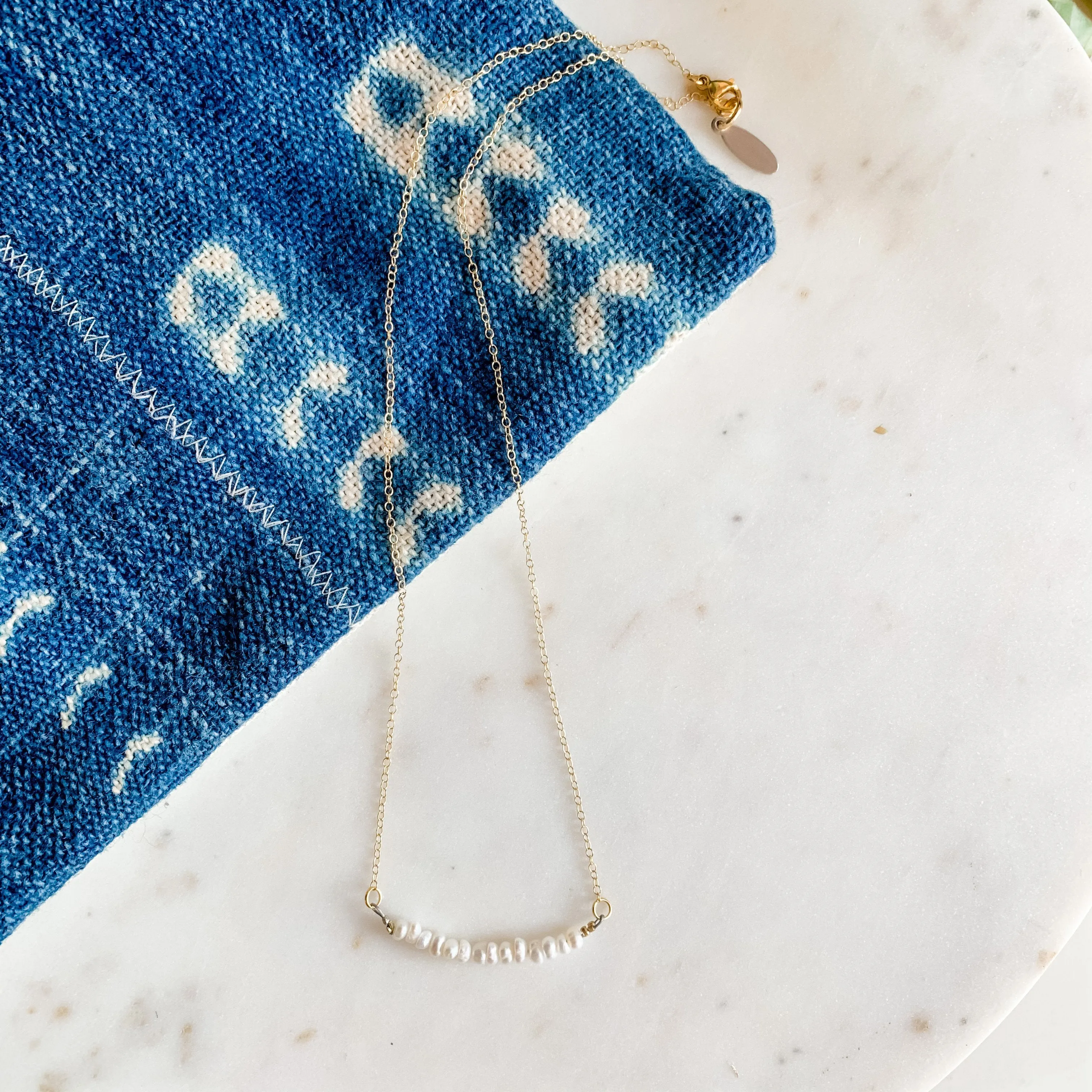 Freshwater Pearl Bar Dainty Necklace