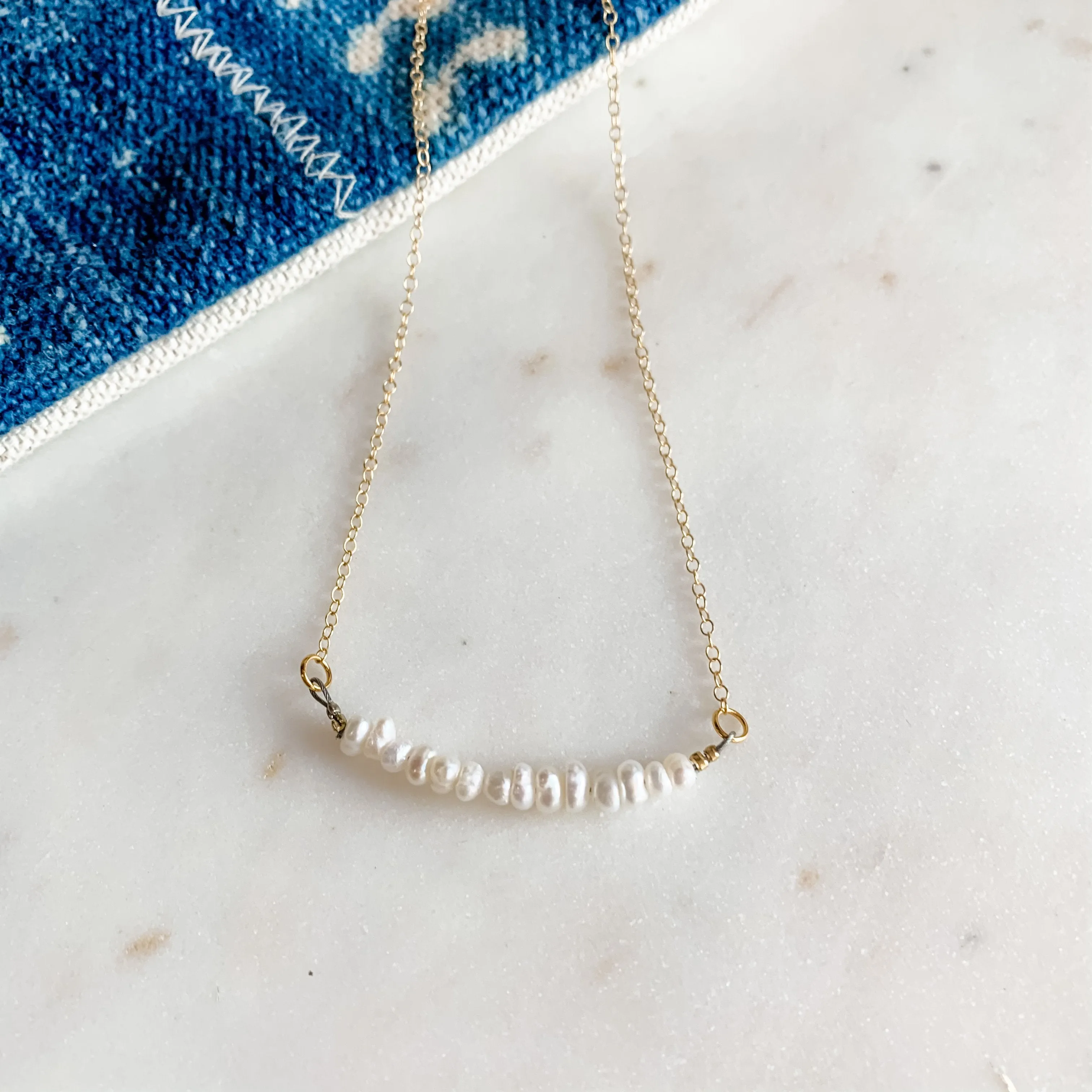 Freshwater Pearl Bar Dainty Necklace