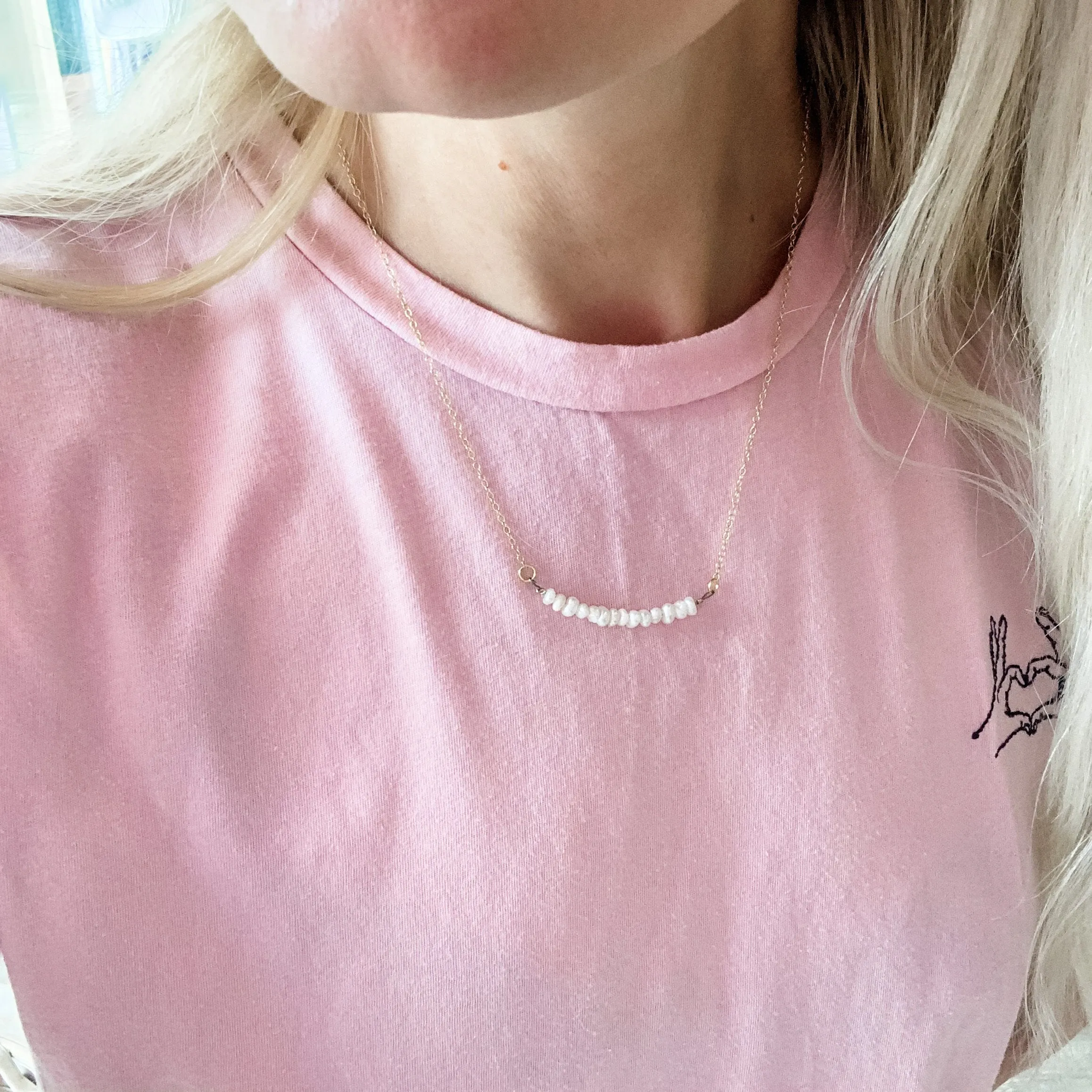 Freshwater Pearl Bar Dainty Necklace