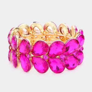 Fuchsia Teardrop Stone Stretch Pageant Bracelet | Hot Pink Bracelet | 558509