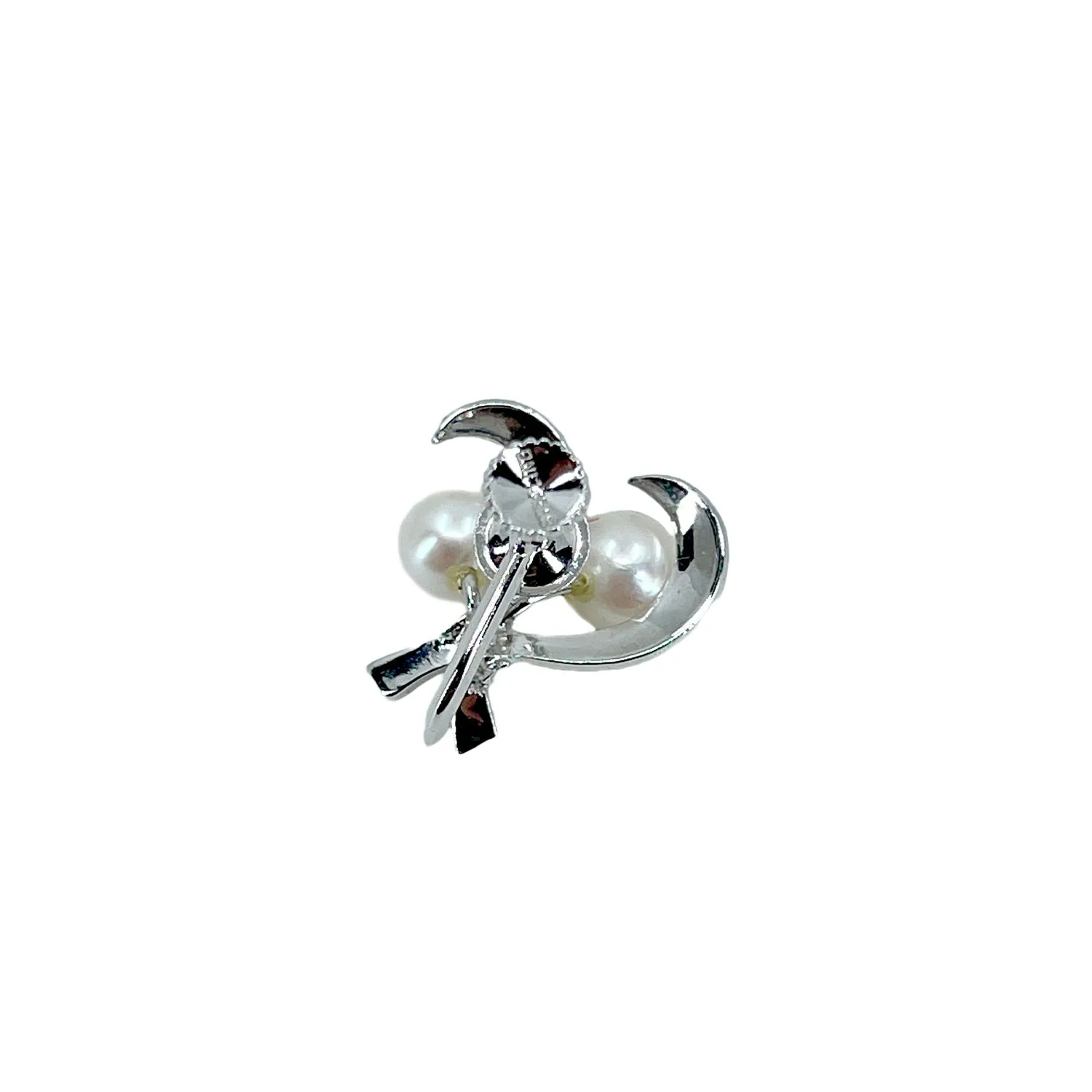 Fuji Pearl Leaf Designer Akoya Saltwater Cultured Pearl Screwback Vintage Earrings Original Box- Sterling Silver
