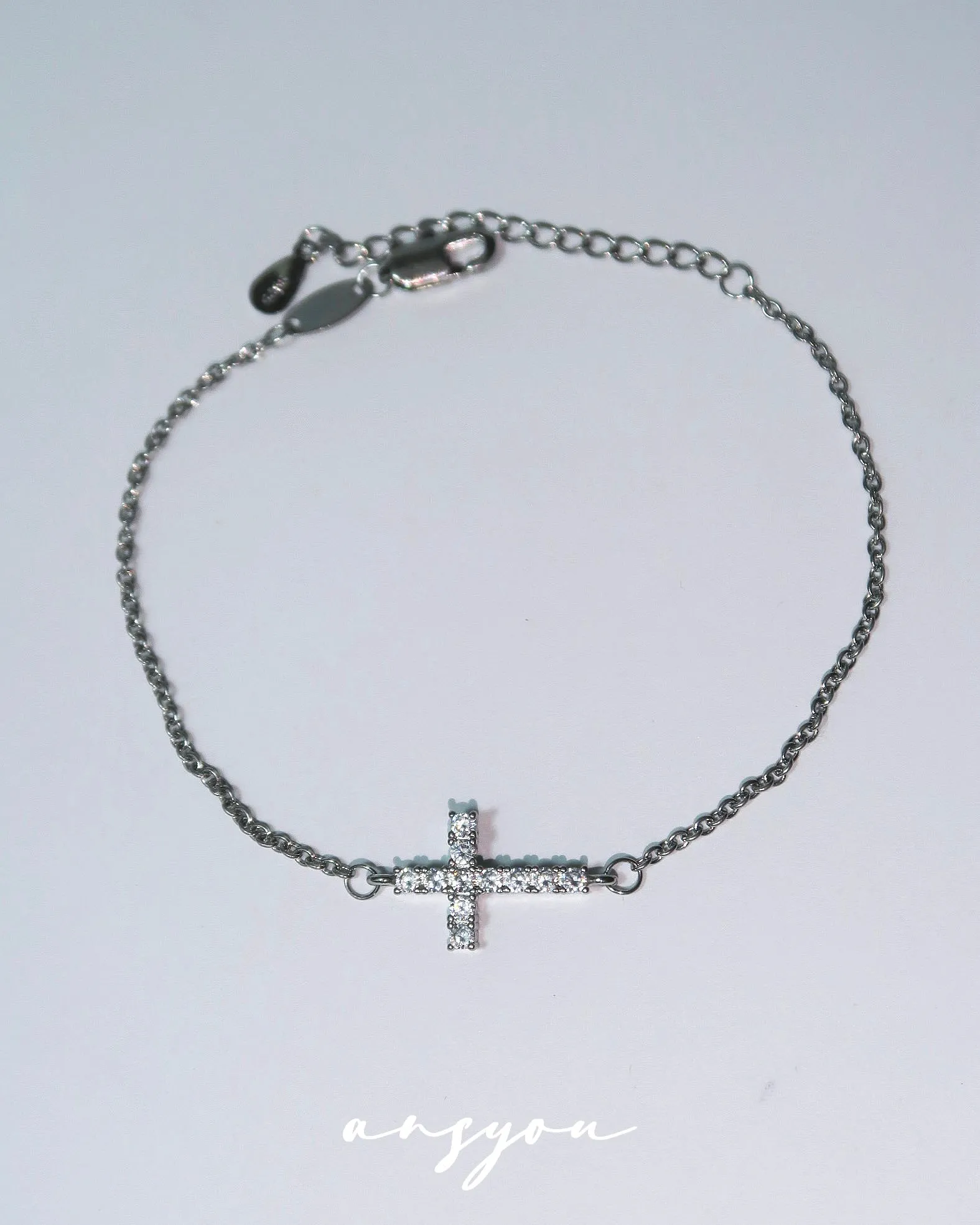 Full Diamond Cross Bracelet