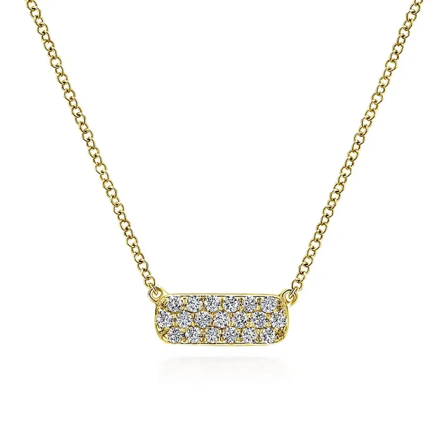 Gabriel 14K Yellow Gold Rectangular Diamond Pendant Necklace