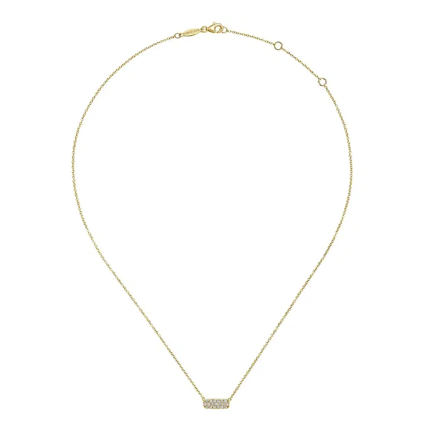 Gabriel 14K Yellow Gold Rectangular Diamond Pendant Necklace
