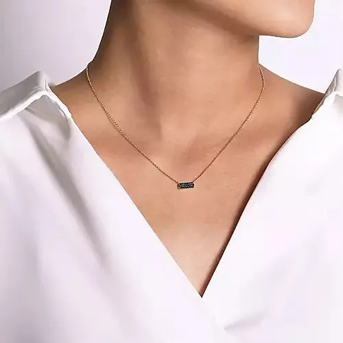 Gabriel & Co 14K Gold (0.21ct) Black Diamond Rectangular Pendant Necklace