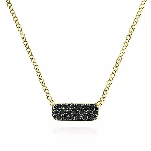 Gabriel & Co 14K Gold (0.21ct) Black Diamond Rectangular Pendant Necklace