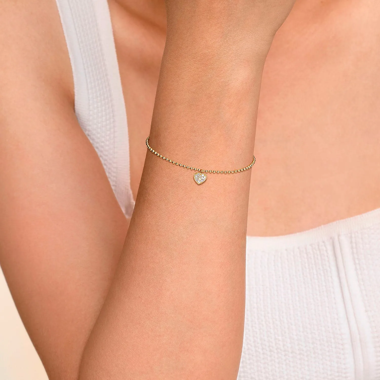 Gabriel & Co. 14k Yellow Gold Beaded White Sapphire Bracelet – TB4996Y4JWS