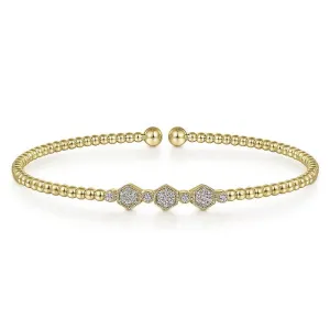 Gabriel & Co. Bujukan Bead Cuff Bracelet with Cluster Diamond Hexagon Stations BG4117-65Y45JJ