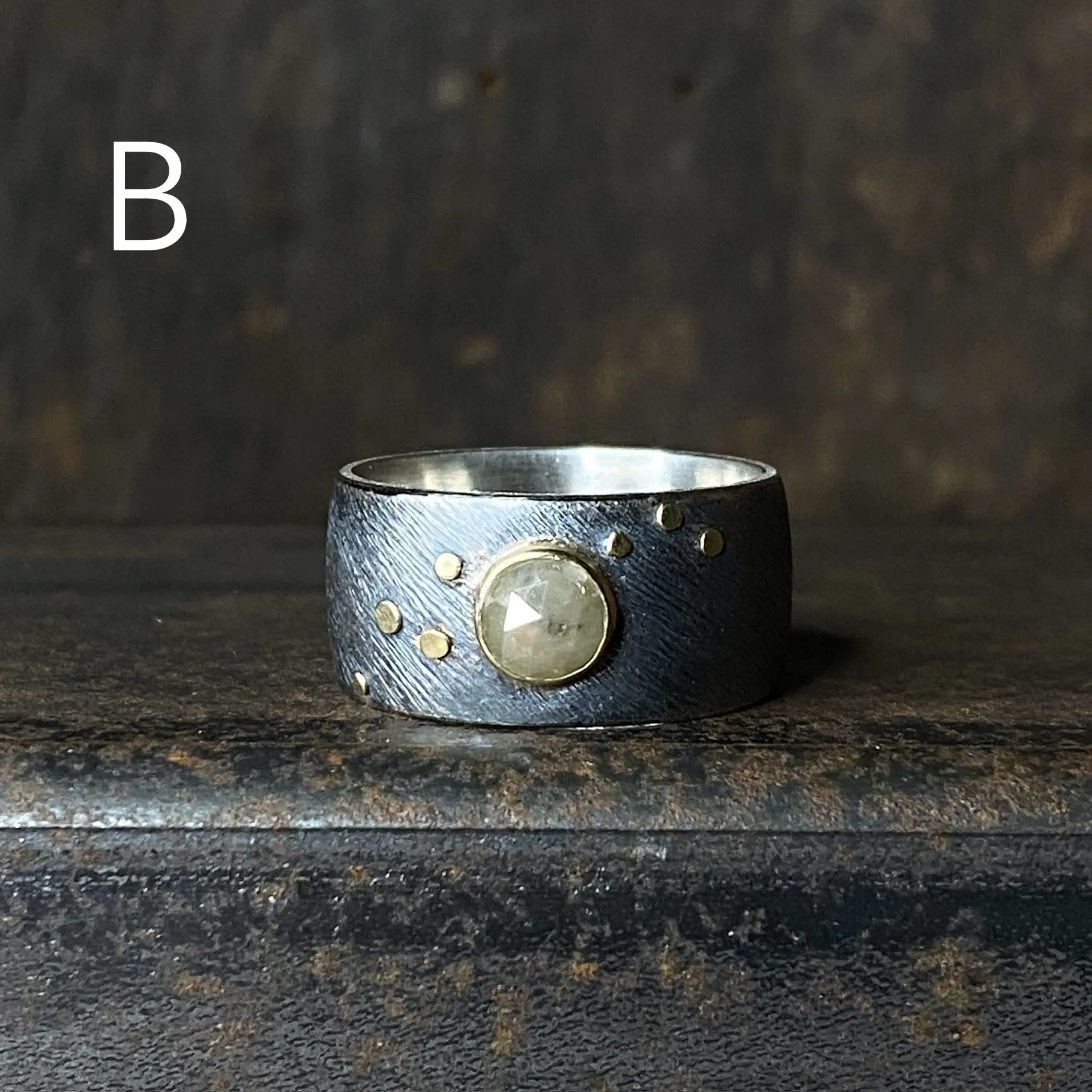Galaxy Stardust Ring with Rose Cut Diamond