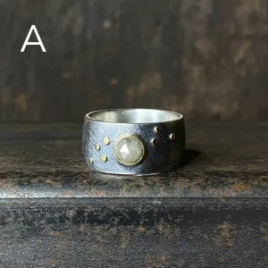 Galaxy Stardust Ring with Rose Cut Diamond