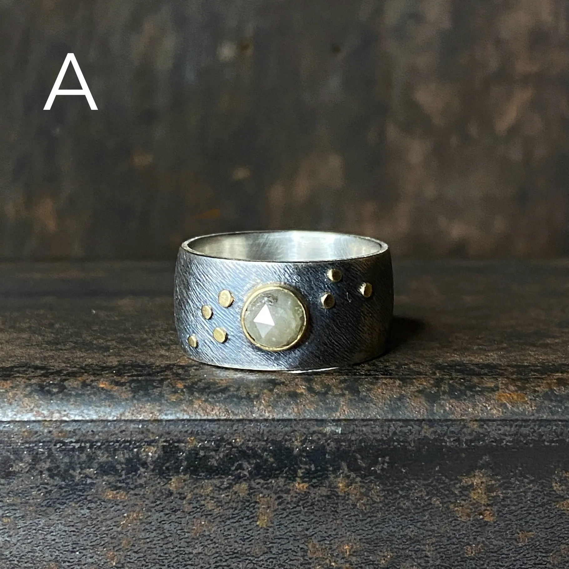 Galaxy Stardust Ring with Rose Cut Diamond