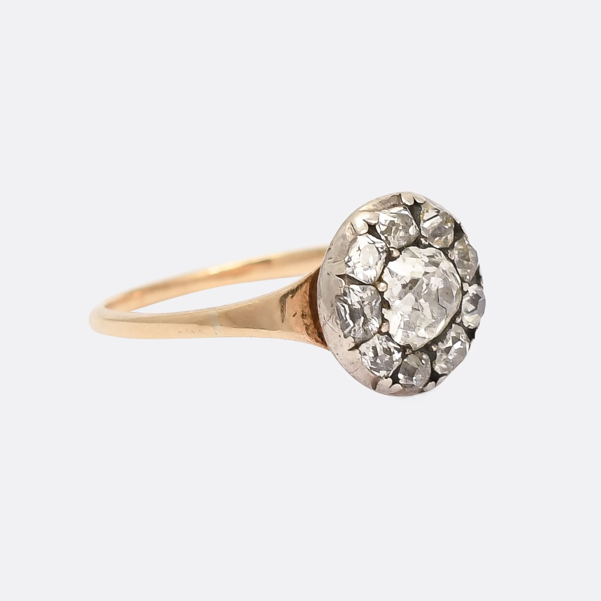 Georgian 0.74ct Old Cut Diamond Round Cluster Ring