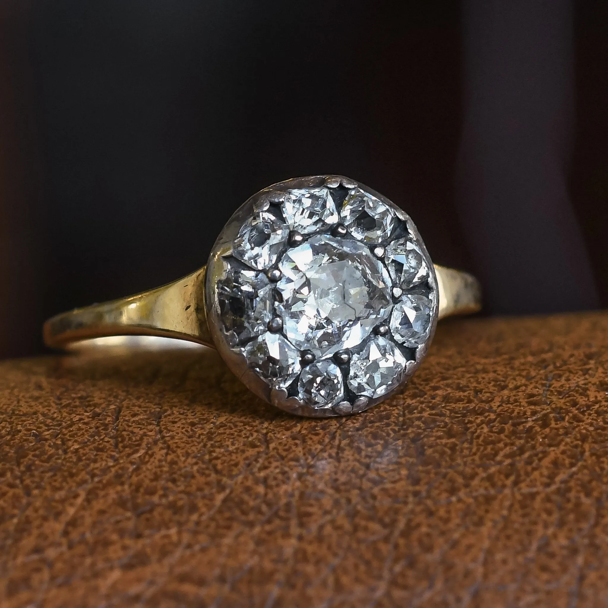 Georgian 0.74ct Old Cut Diamond Round Cluster Ring