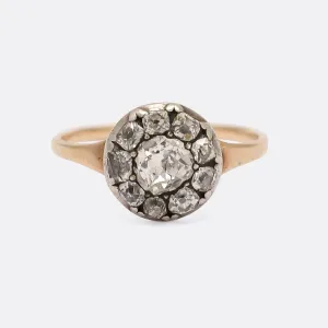 Georgian 0.74ct Old Cut Diamond Round Cluster Ring